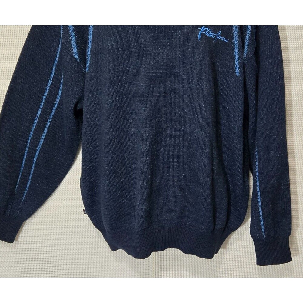 Phat Farm Sweater Mens XL Dark Blue Vintage Y2K 90s Wool Blend Turtleneck - Picture 3 of 11